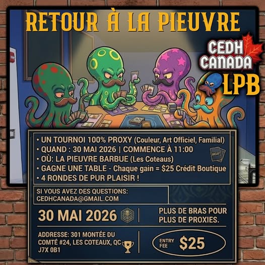 Win-a-Table La Pieuvre Barbue 30 Mai 2026