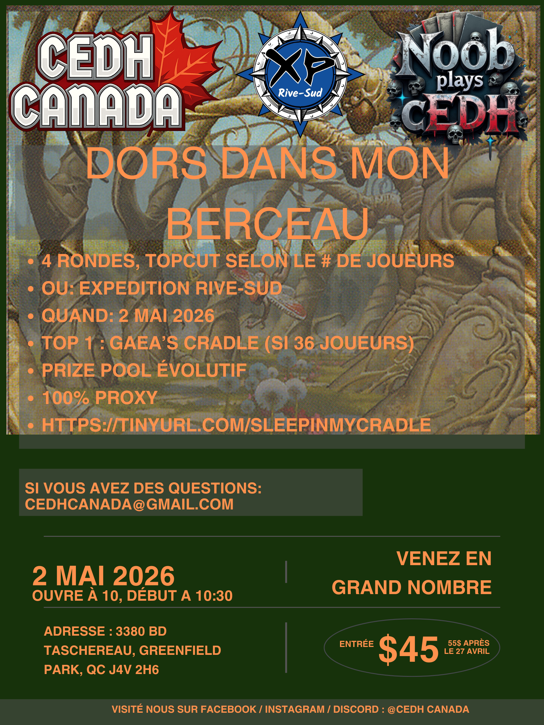 Expedition Rive-Sud - 2 Mai - Gagnez un Cradle!